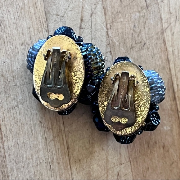 Necklace Earrings set West Germany berry beads black grey carnival parure - Picture 6 of 9